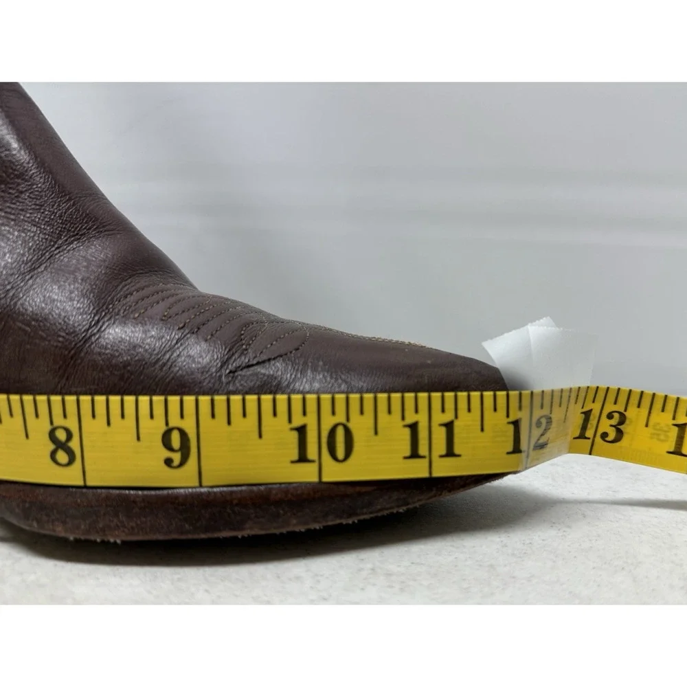 AUSTIN HALL BOOTS Handmade Men’s Brown Leather Western Cowboy Boots - Picture 14 of 15